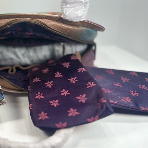 NEW - Anuschka Multi Compartment Hand Painted Leather Satchel - Henna Floral - Picture 7 of 14